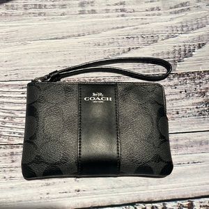 COACH Zip wristlet, silver accents